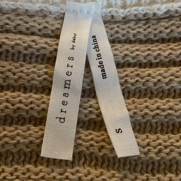 🌟🔥 BOGO Sale🔥🌟 Dreamers by Debut Tan/Grey/White Crew Neck Cropped Knit Sweater - Picture 7 of 8